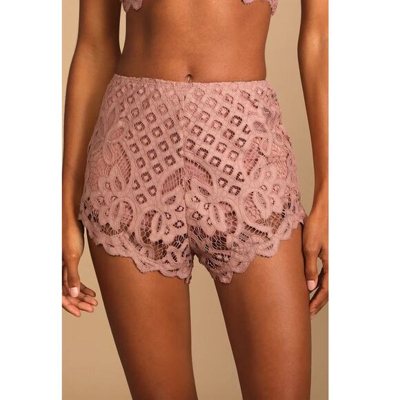 Intimately Free People XS New Adella Lace Pull On Shorts Festival Pink High Rise - Picture 3 of 11